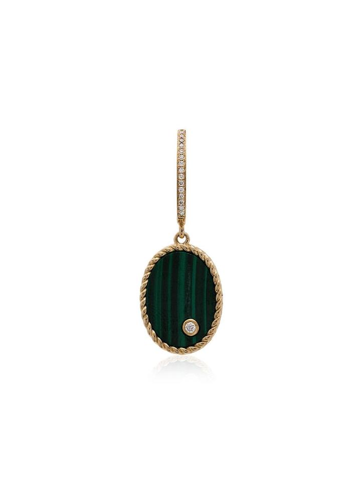 Yvonne Léon 18k Gold, Emerald And Diamond Drop Singular Earring