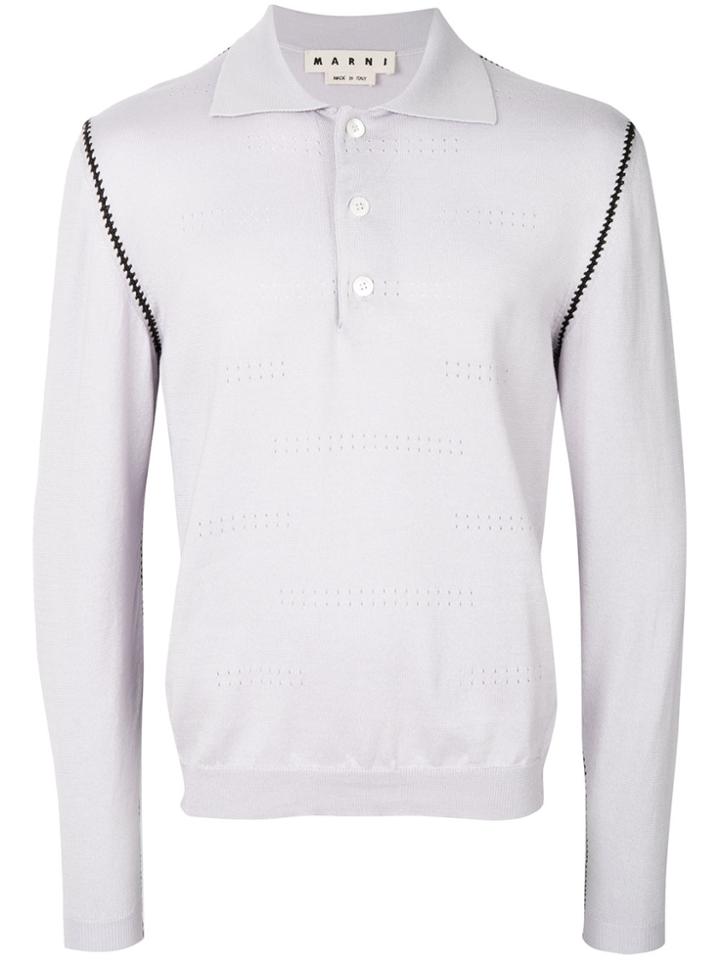 Marni Contrast Edge Polo Shirt - Pink & Purple