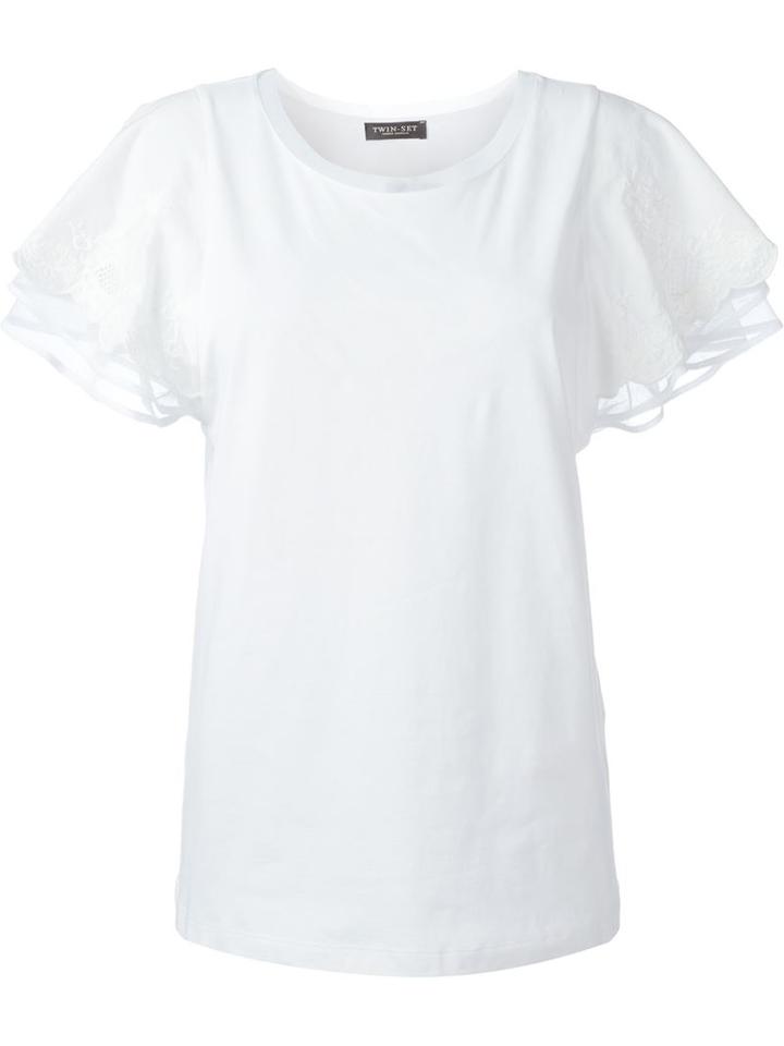 Twin-set Embroidered Flutter Sleeve T-shirt