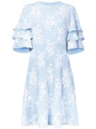 Huishan Zhang - Fitted Lace Overlay Dress - Women - Silk/cotton/nylon - 12, Blue, Silk/cotton/nylon