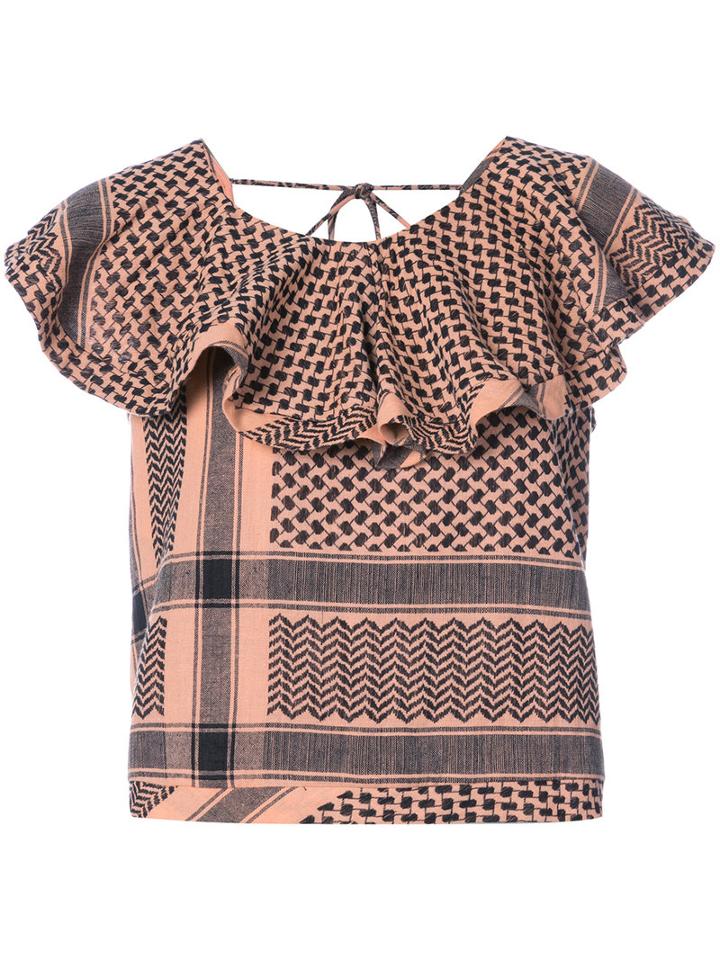 V-back Ruffle Top - Women - Cotton - 1, Black, Cotton, Cecilie Copenhagen