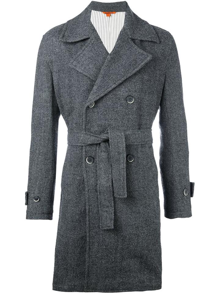 Barena Double Breasted Coat, Men's, Size: 50, Grey, Cotton/polyester/acetate/virgin Wool