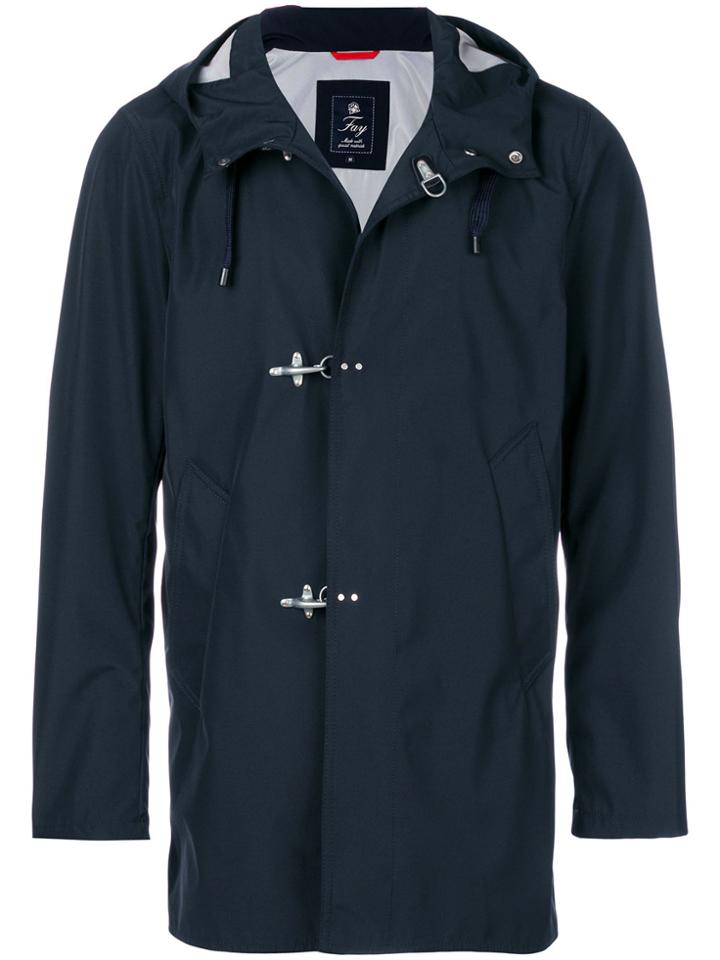 Fay Hooded Toggle Fastening Coat - Blue