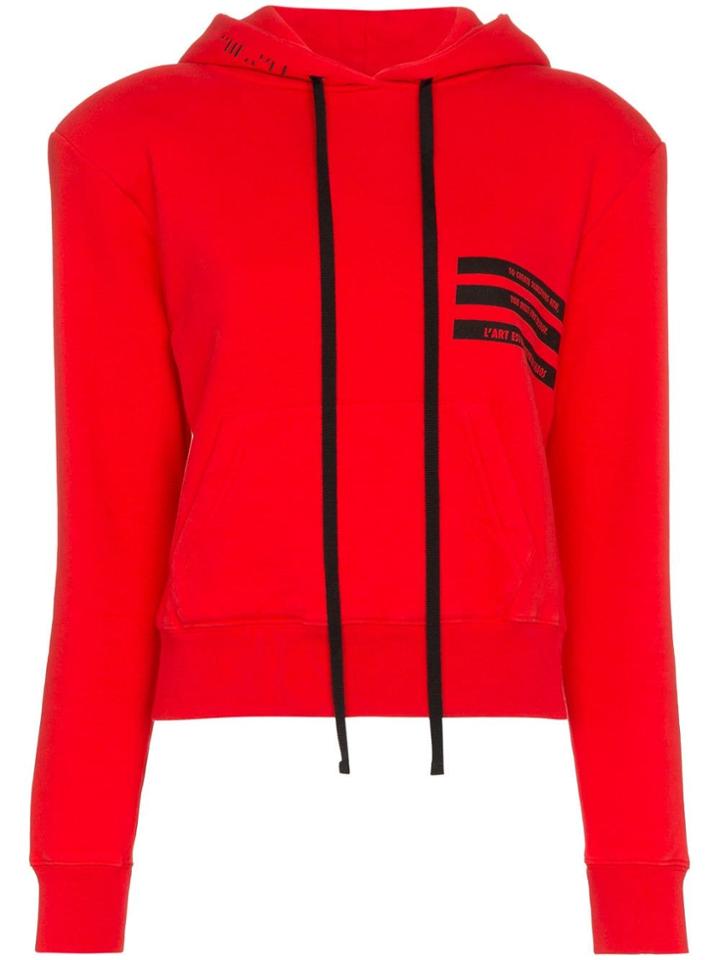 Unravel Project Cropped Hooded Cotton Jumper - Red