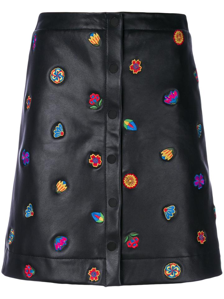Ps By Paul Smith Embroidered Button-down Skirt - Black