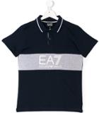 Ea7 Kids Teen Logo Print Polo Shirt - Blue