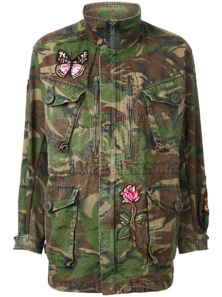 As65 Multi Patched Military Coat, Size: Small, Cotton/polyester