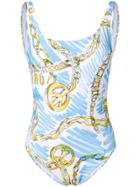 Moschino Sketch Chain Print Swimsuit - White
