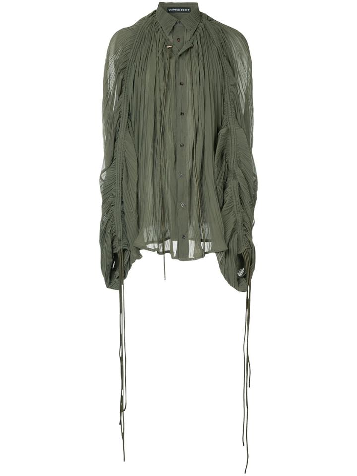 Y / Project Pleated Button Shirt - Green