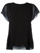 3.1 Phillip Lim Flutter Sleeve Top, Women's, Size: 6, Black, Silk