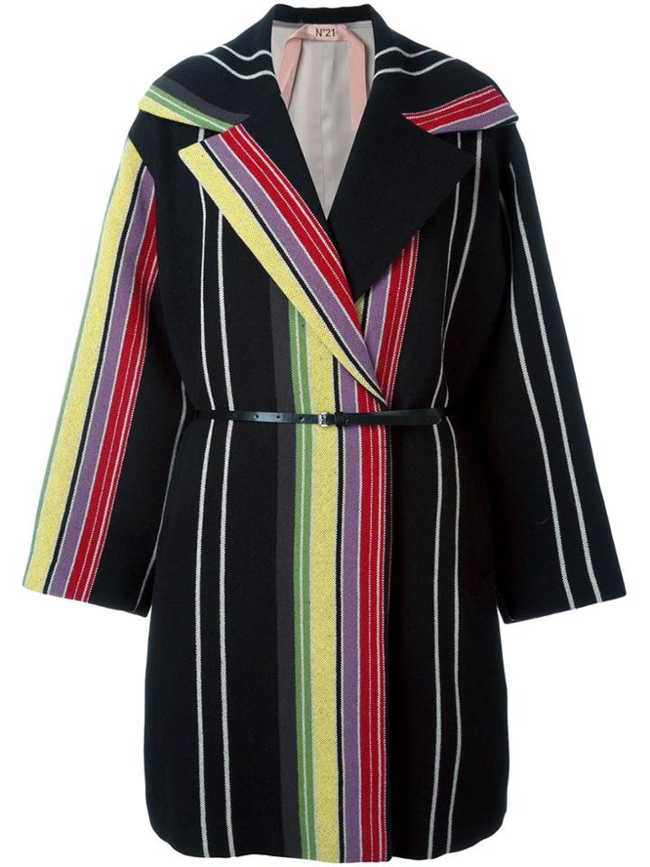 No21 Striped Coat - Black