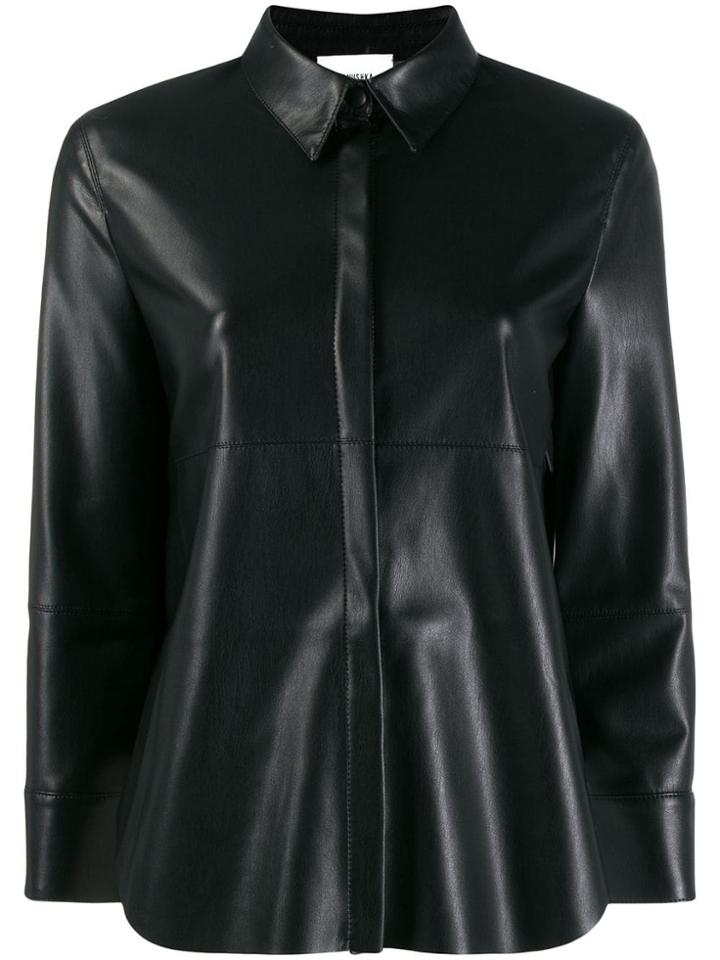 Nanushka Leather Effect Shirt - Black