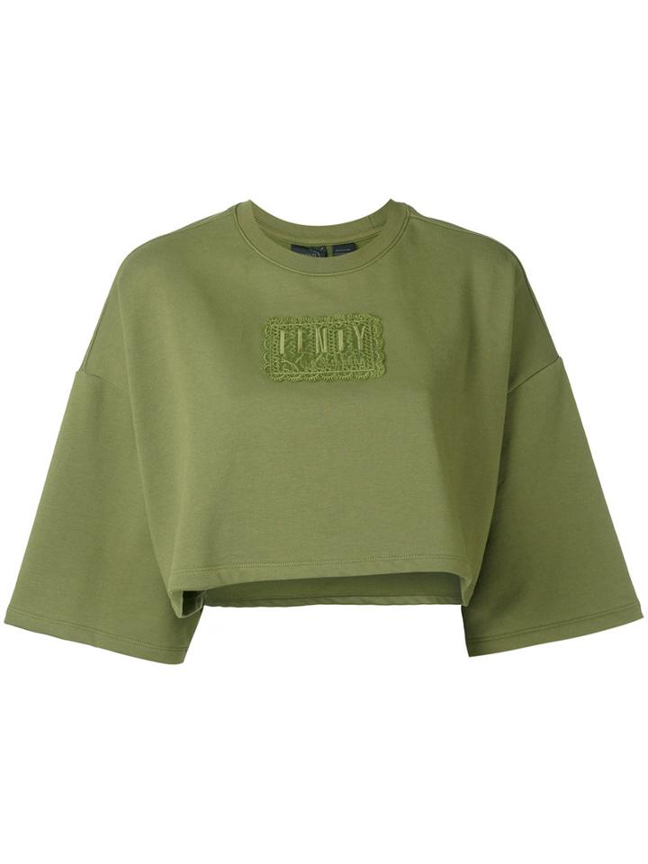 Puma - Cropped Oversized Sweater - Women - Cotton/polyester/spandex/elastane - S, Green, Cotton/polyester/spandex/elastane