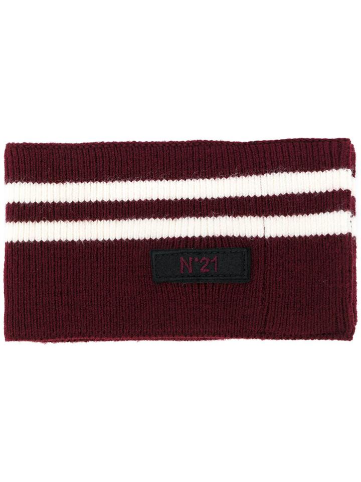 No21 - Striped Scarf - Women - Polyamide/spandex/elastane/wool - M, Red, Polyamide/spandex/elastane/wool