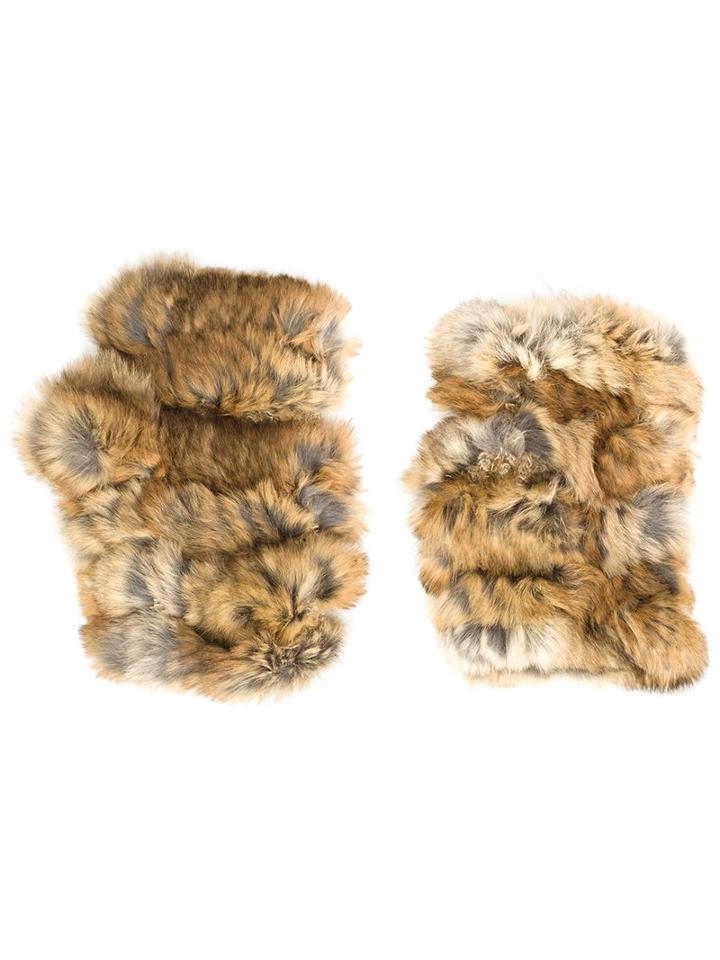 Jocelyn Classic Mittens, Women's, Nude/neutrals, Rabbit Fur/acrylic