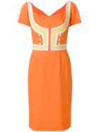 William Vintage Scoop Neck Shortsleeved Dress - Yellow & Orange
