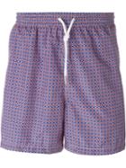 Kiton Geometric Print Swim Shorts, Men's, Size: 52, Red, Polyester