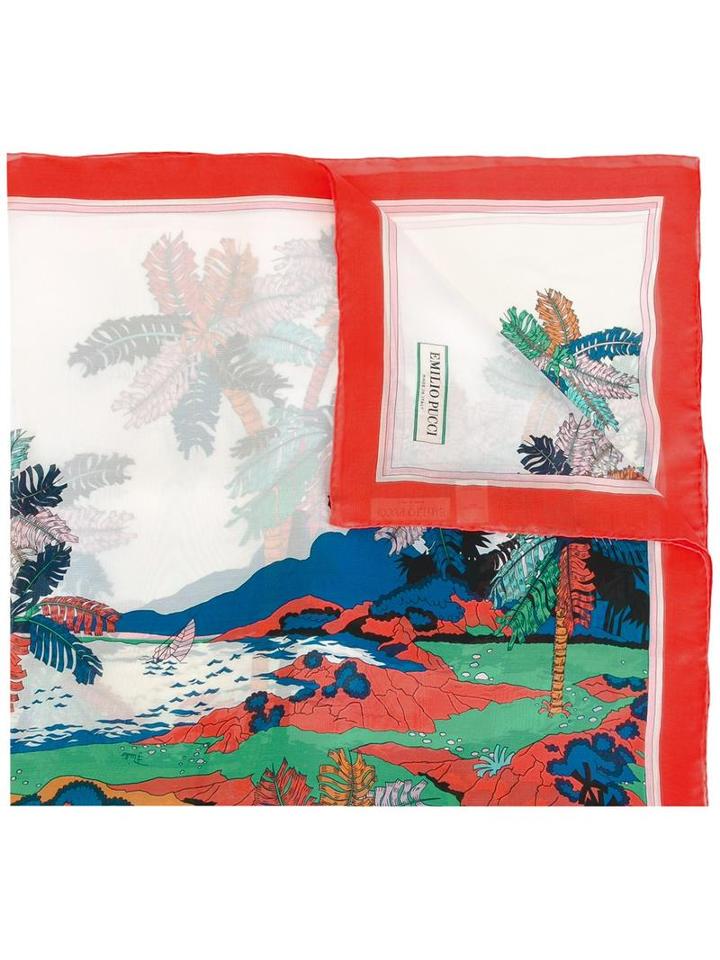Emilio Pucci Palm Tree Print Scarf, Women's, Silk
