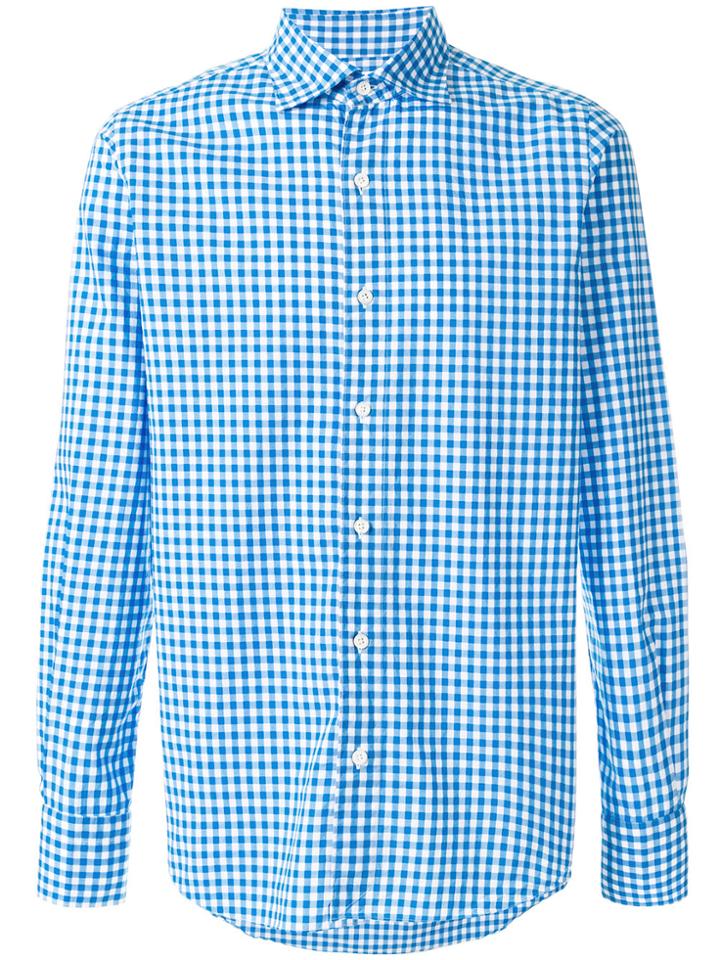 Finamore 1925 Napoli Checkered Shirt - Blue