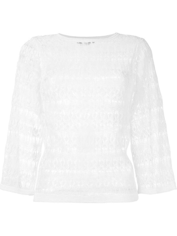 Isabel Marant Wide Sleeve Crochet Sweater, Women's, Size: 40, White, Linen/flax/polyamide