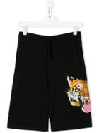 Marcelo Burlon County Of Milan Kids Teen Tiger Print Shorts - Black