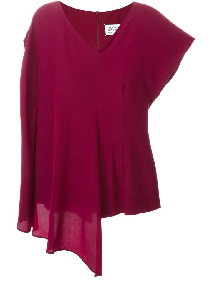 Maison Margiela Asymmetric T-shirt, Women's, Size: 40, Red, Silk/acetate/polyamide