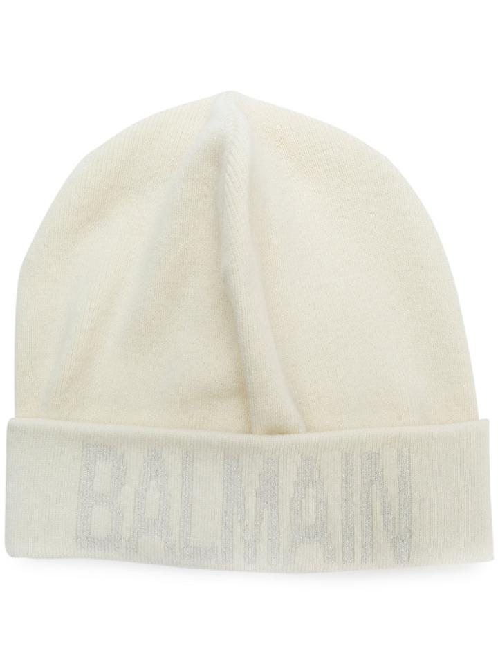 Balmain Logo Beanie Hat - Nude & Neutrals