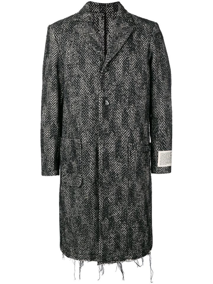Diesel Chevron Single-breasted Coat - Black