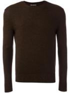 Neil Barrett Crew Neck Jumper, Men's, Size: Small, Brown, Nylon/alpaca