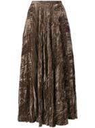Yves Saint Laurent Pre-owned Crushed Velvet Maxi Skirt - Brown