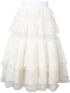 Dolce & Gabbana Lace Frill Flared Skirt - White