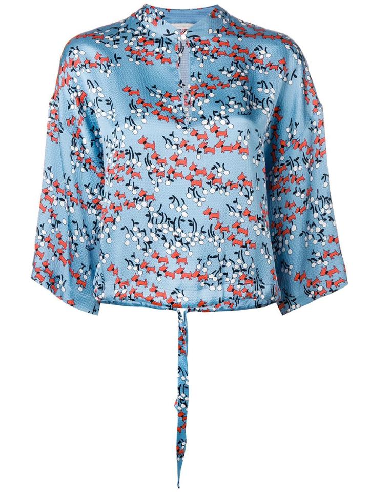 L'autre Chose Mandarin Collar Blouse - Blue