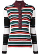 Proenza Schouler Pswl Rugby Striped Turtleneck Sweater - White