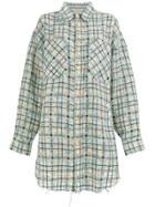Faith Connexion Oversized Distressed Tweed Shirt - Blue