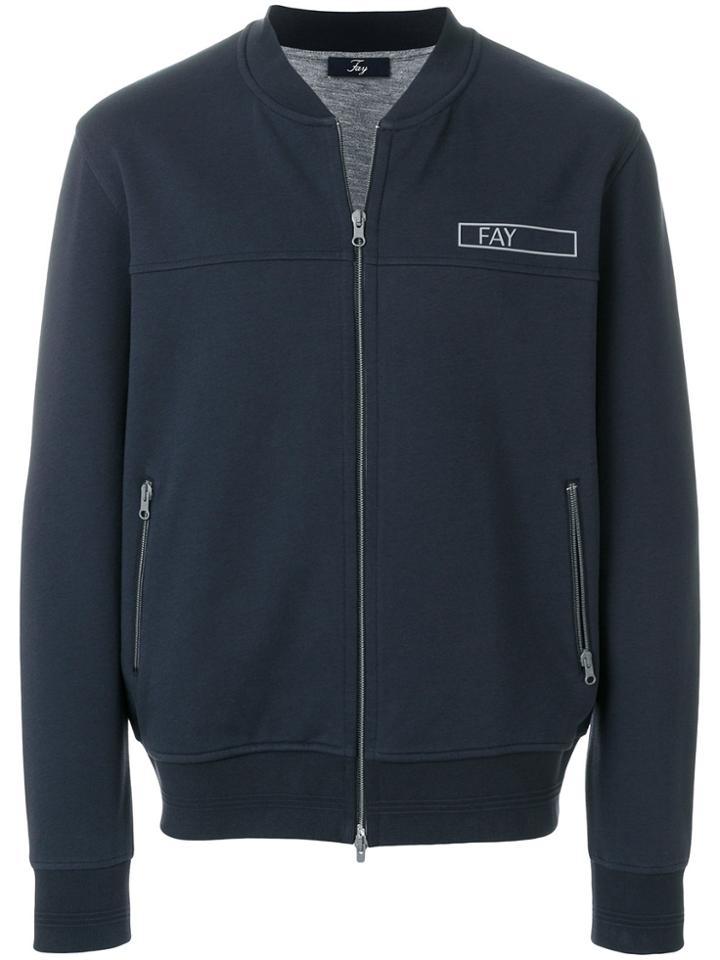 Fay Printed Zip-up Sweater - Blue