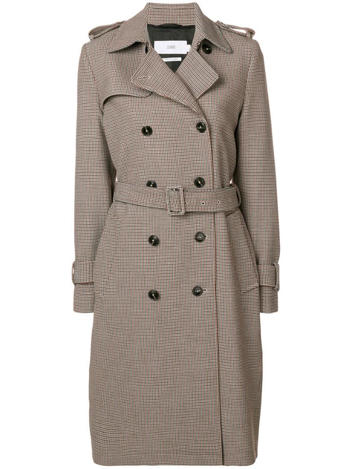 Closed Houndstooth Trench Coat - Nude & Neutrals