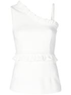 P.a.r.o.s.h. Ruffle Trim One Shoulder Blouse - White