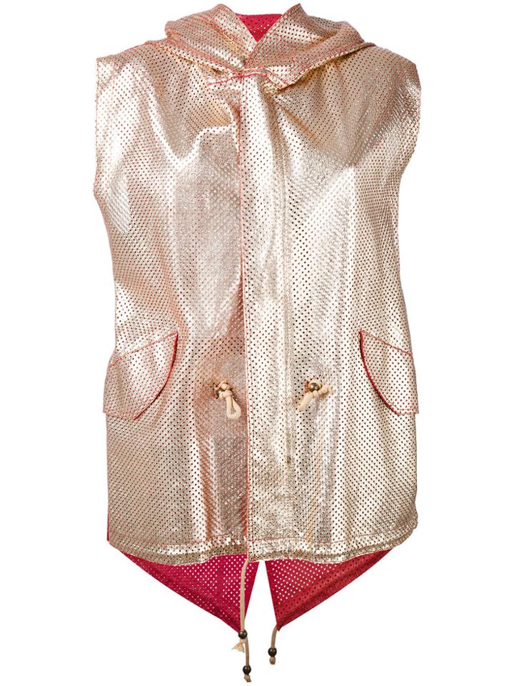 Furs66 Perforated Hooded Gilet - Metallic