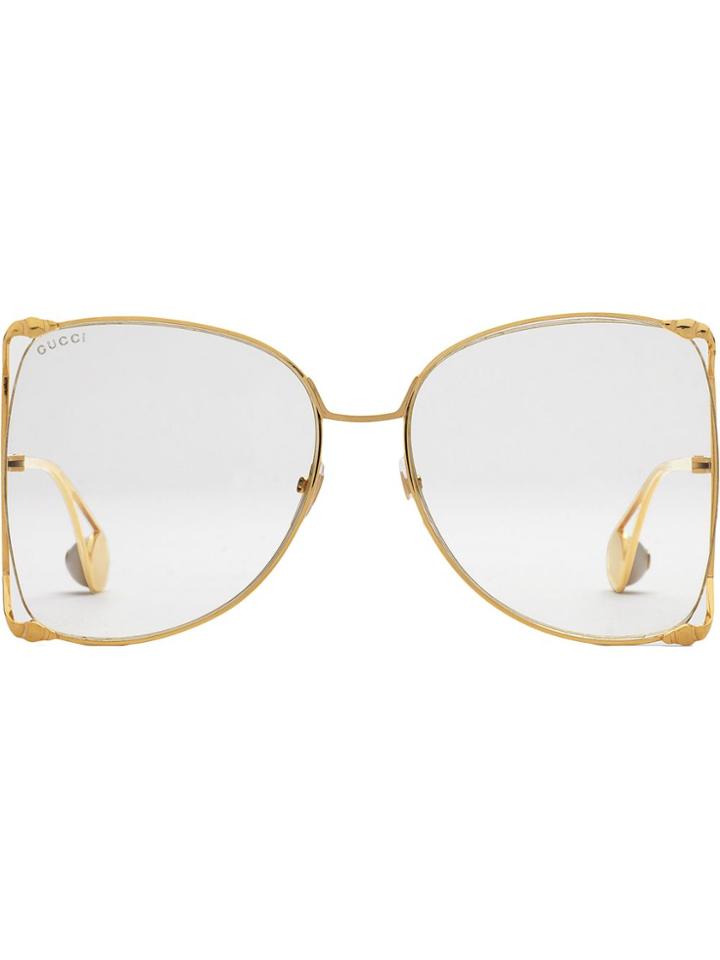 Gucci Eyewear Occhiali Rotondi Oversize In Metallo - Metallic