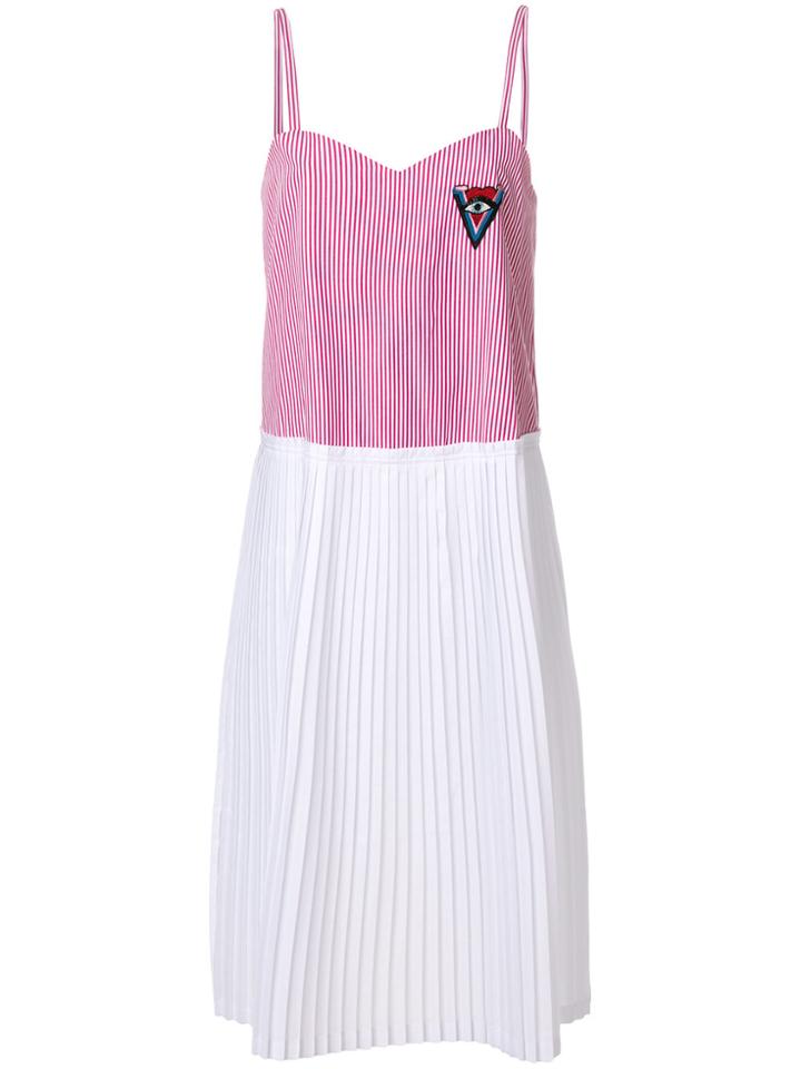 Vivetta Stripe Panel Pleated Dress - Pink & Purple