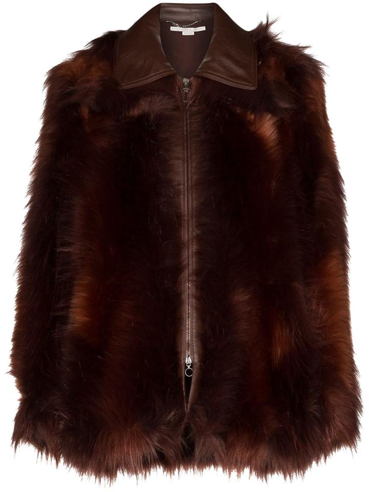 Stella Mccartney Faux-fur Zip-front Coat - Brown