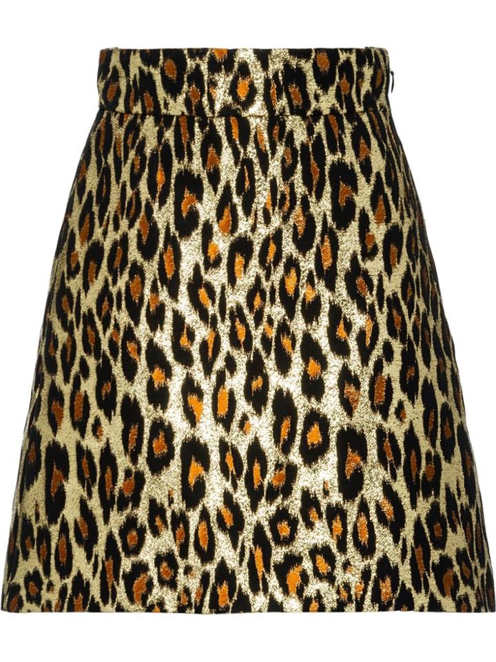 Miu Miu Leopard Brocade Skirt - Gold