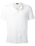 Roberto Collina Open Neck T-shirt, Men's, Size: 50, White, Linen/flax/spandex/elastane