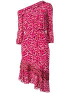 Saloni Printed One Shoulder Dress - Pink & Purple