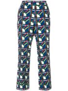 Pardens Geometric Print Cropped Trousers - Blue