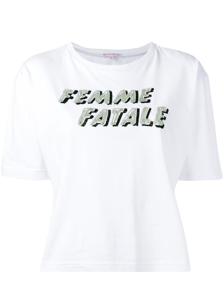 Olympia Le-tan Slogan Sequin T-shirt - White