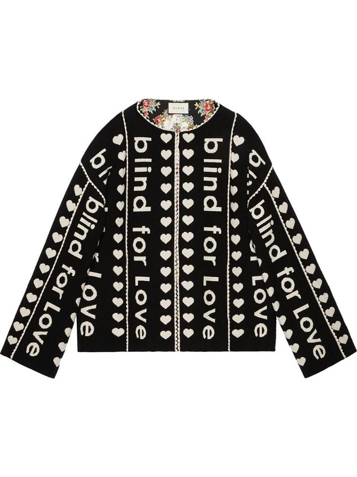 Gucci Blind For Love Jacquard Wool Coat - Black