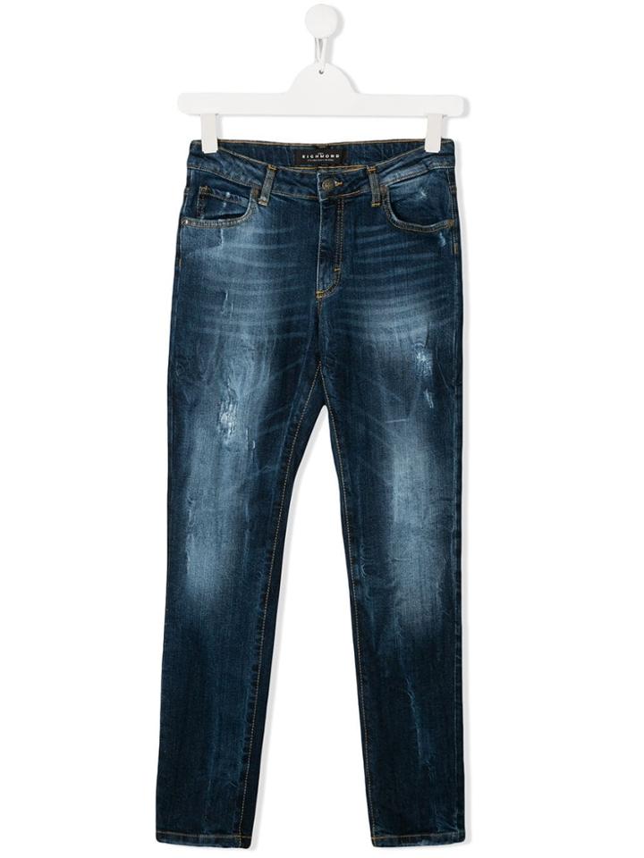 John Richmond Junior Teen Distressed Straight-fit Jeans - Blue