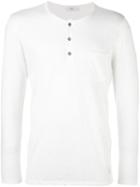 Closed Henley Longsleeved T-shirt, Men's, Size: Large, White, Cotton/polyester
