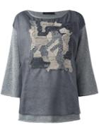 Fabiana Filippi Camouflage Detail Jumper, Women's, Size: 50, Grey, Cashmere/silk